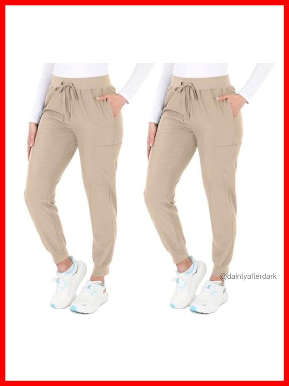 Women's 2-Pack Cargo Jogger Scrub Pants with 8 Pockets, Yoga Waistband, Soft